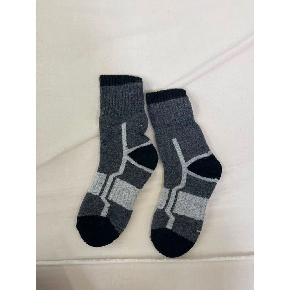 Mens Wool Blend Crew Socks Multi Pack Geometric Pattern Gray Blue Black 5 Pairs